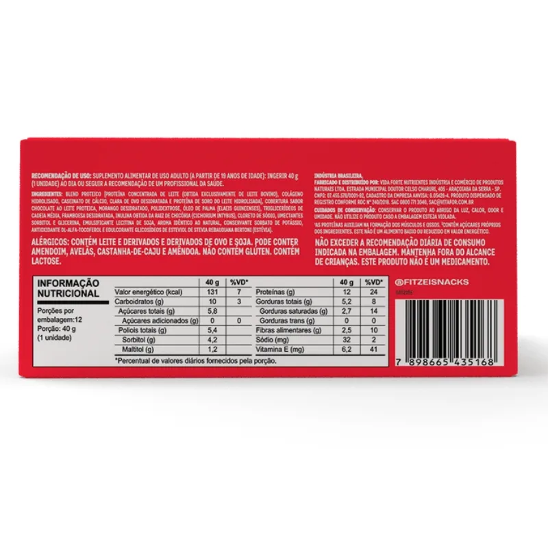 Barra de Proteína Fitzei Caixa com 12 Unidades de 40g - VITAFOR, foto 3