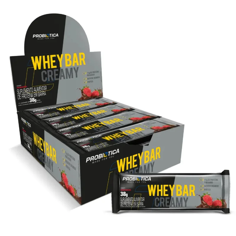 Barra de Proteína Whey Bar Creamy Caixa com 12 Unidades de 38g - PROBIÓTICA