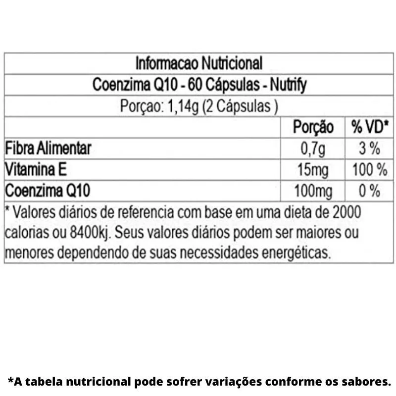 Coenzima Q10 com Vitamina E 60 Cápsulas - NUTRIFY, foto 2