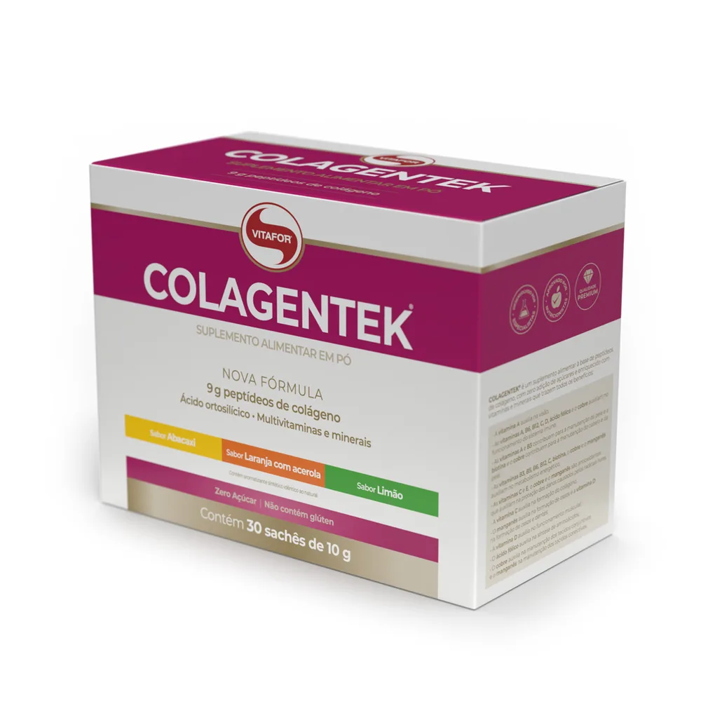 Colagentek Peptídeos de Colágeno Hidrolisado 30 Sachês de 10g - VITAFOR, foto 2
