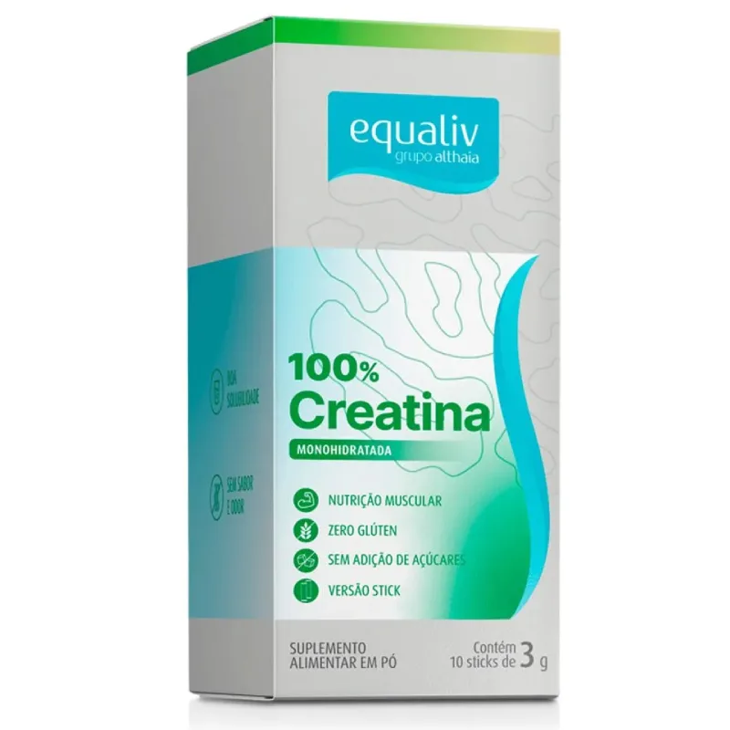 Creatina 100% Pura Monohidratada 10 Sachês - EQUALIV