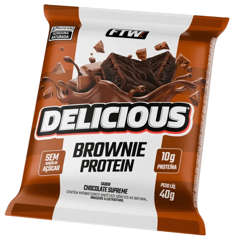 Delicious Brownie Protein Caixa com 12 de 40g - FTW, foto 2
