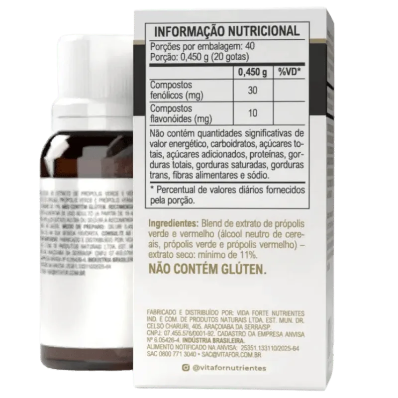 Extrato de Própolis Verde e Vermelho Gotas 20ml - VITAFOR, foto 2
