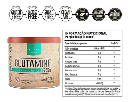 Glutamina Isolada 150g - NUTRIFY, foto 2