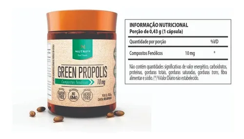 Green Propolis Própolis Verde 60 Cápsulas - NUTRIFY, foto 3