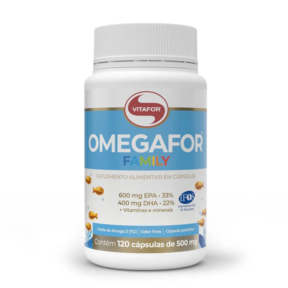 Ômega 3 Omegafor Family EPA 600mg + DHA 400mg 120 Cápsulas - VITAFOR