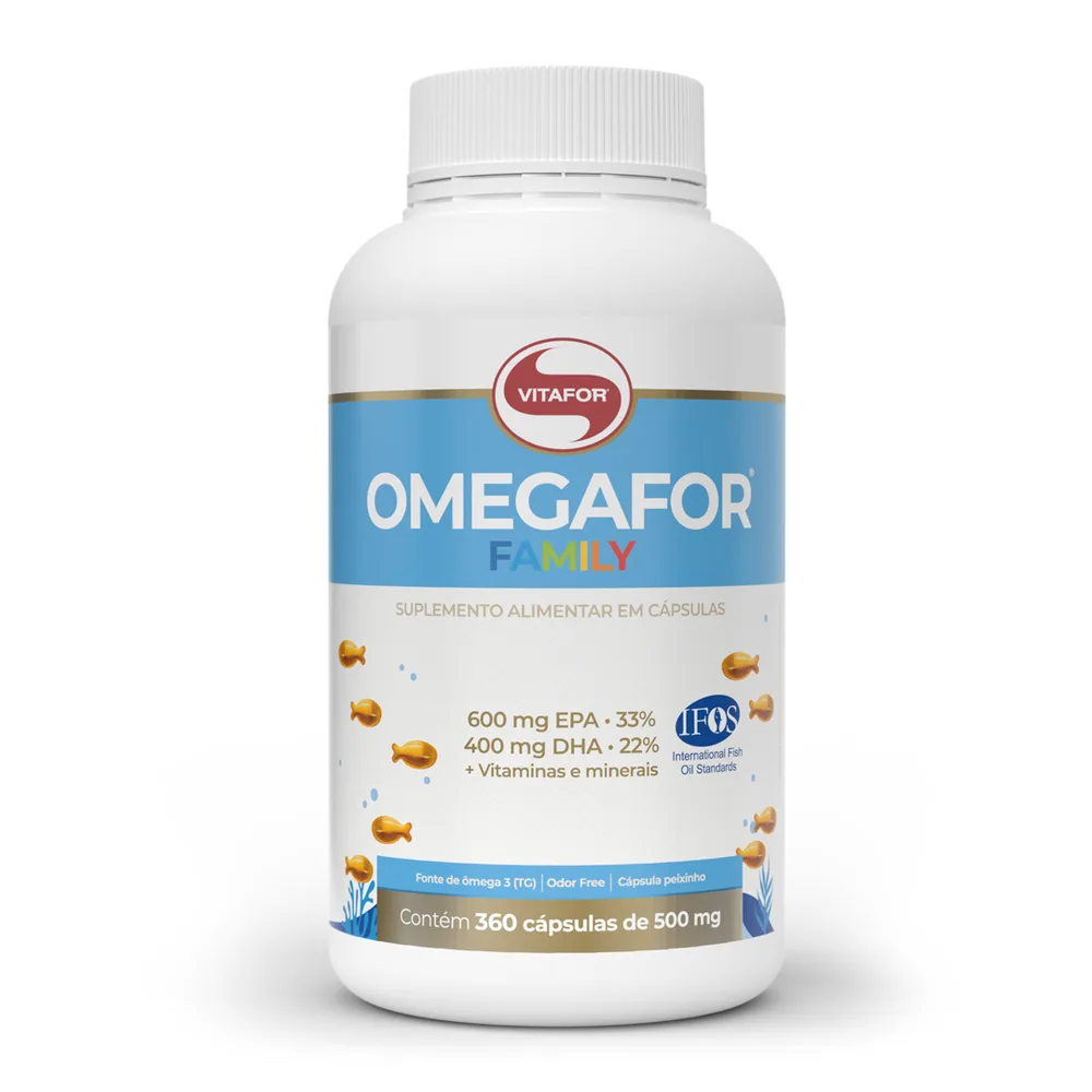 Ômega 3 Omegafor Family EPA 600mg + DHA 400mg 360 Cápsulas - VITAFOR
