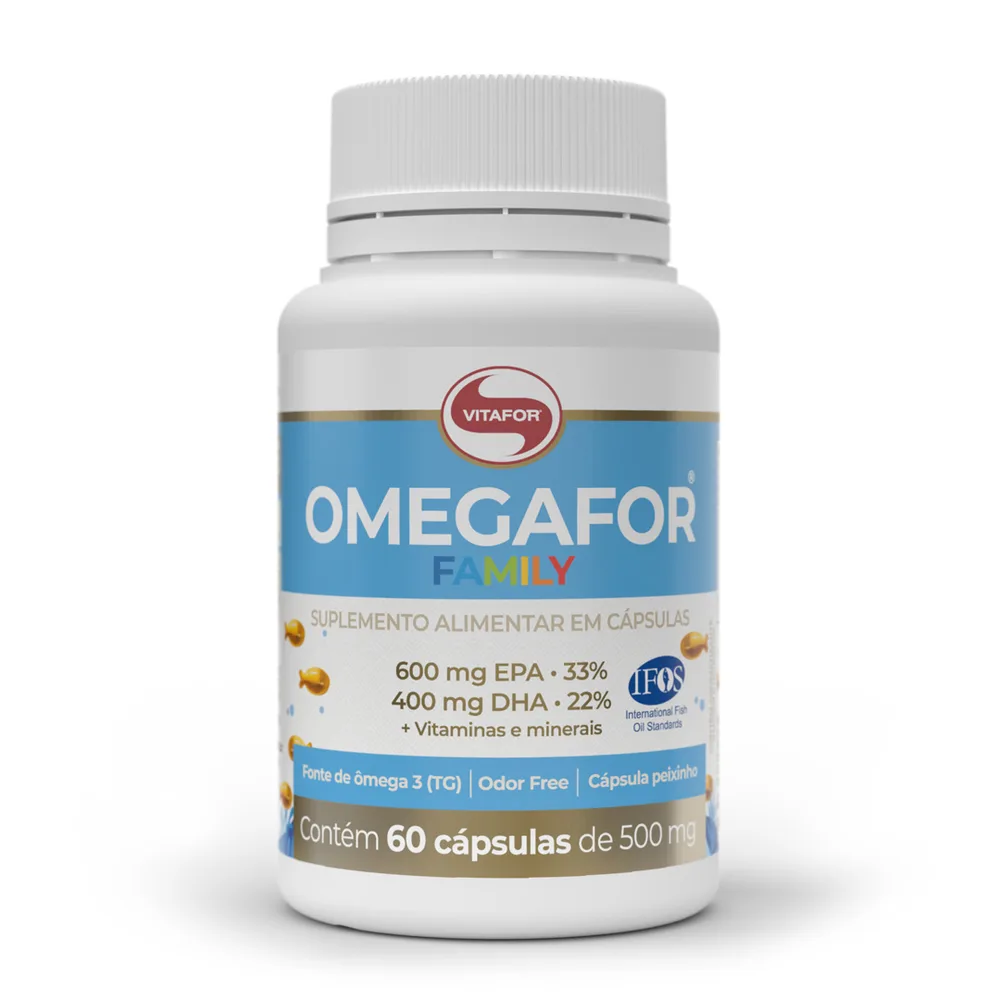 Ômega 3 Omegafor Family EPA 600mg + DHA 400mg 60 Cápsulas - VITAFOR
