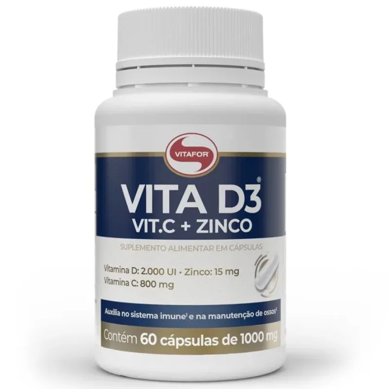 Vita D3 + C + Zinco 60 Cápsulas - VITAFOR