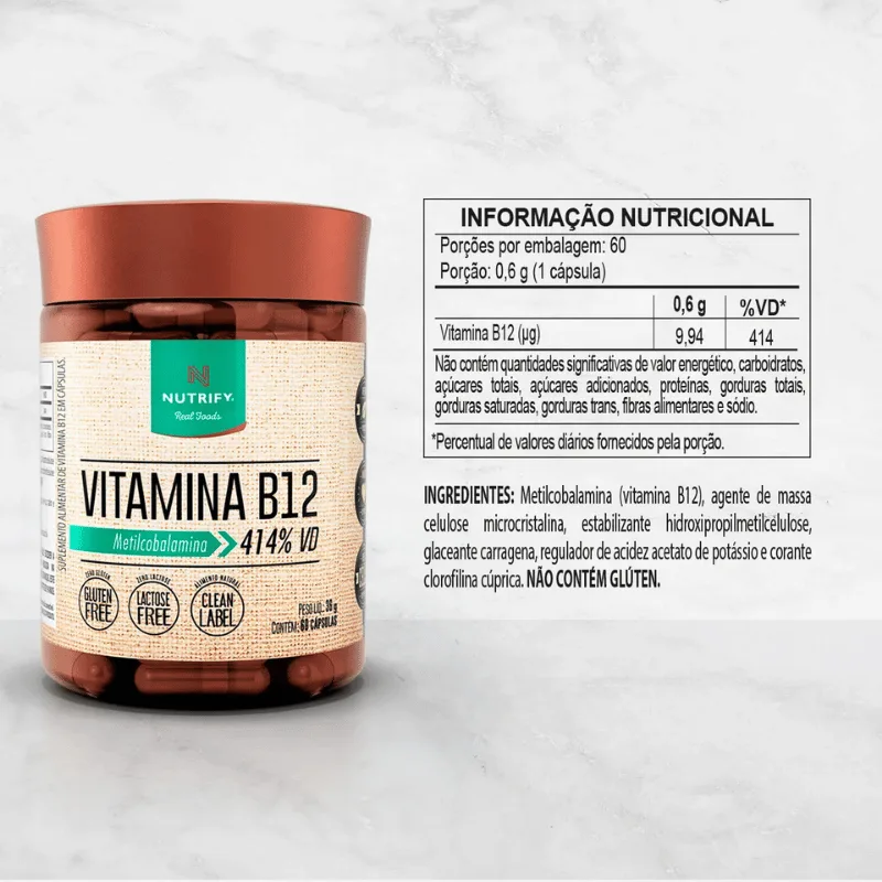 Vitamina B12 Metilcobalamina 60 Cápsulas - NUTRIFY, foto 2