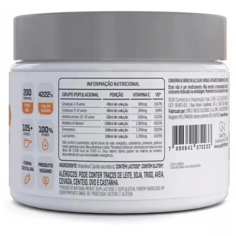 Vitamina C em Cristais 200g - DUX NUTRITION, foto 2