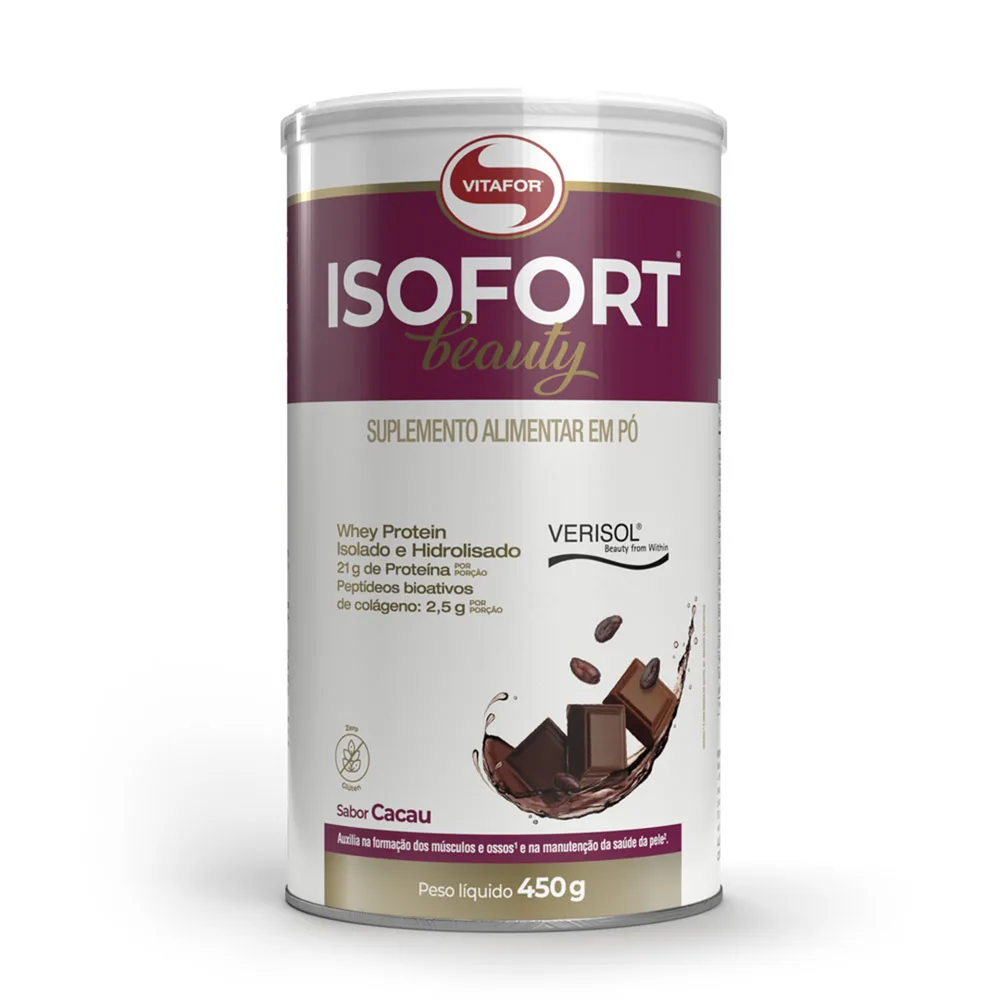 Whey Isofort Beauty Isolado e Hidrolisado com Colágeno Verisol 450g - VITAFOR